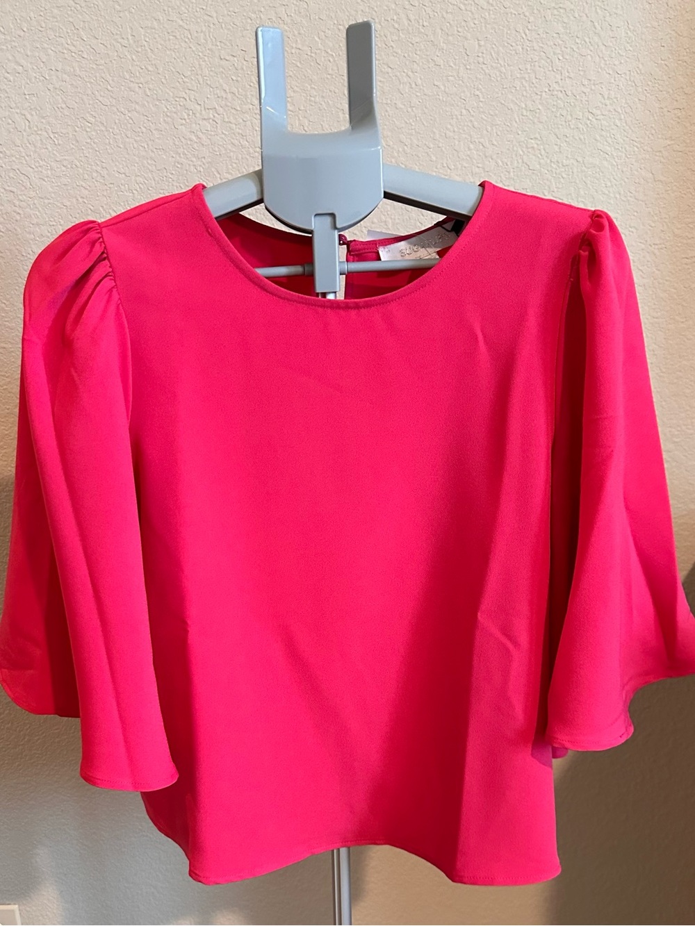 Sugarlips Hot Pink Puff Sleeve Blouse